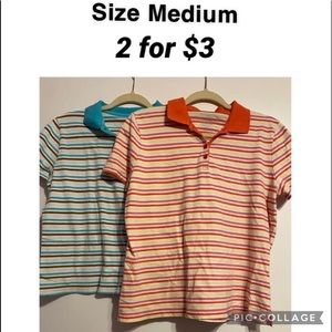 Striped shirts. No collar and collar